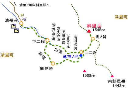 斜里岳登山道概略図