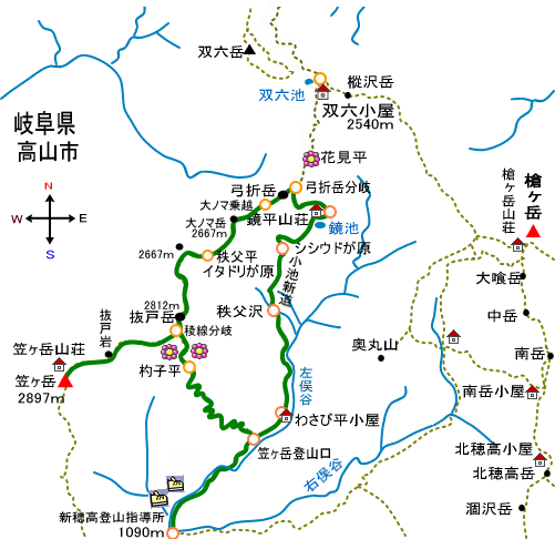 笠ヶ岳（2898ｍ）2009年8月14日（金）～16（日）１日目　　新穂高温泉～笠新道～杓子平～笠ヶ岳山荘２日目　　笠ヶ岳～秩父平～小池新道～新穂高温泉