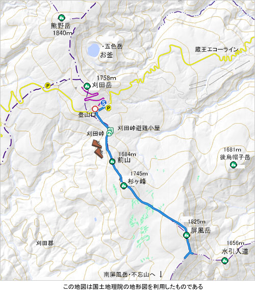 登山道概略図